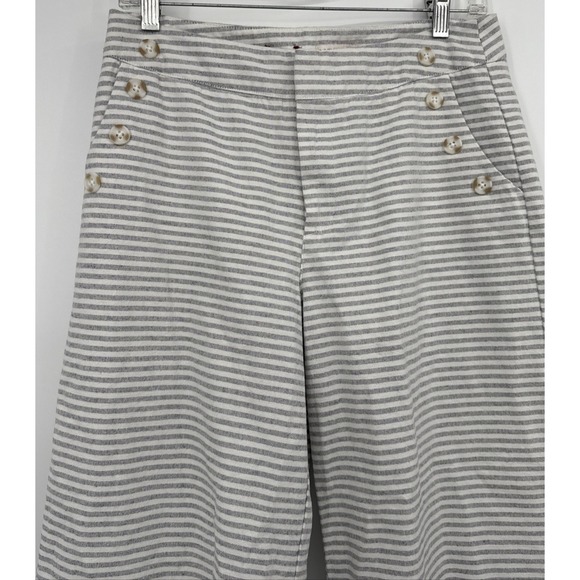 Merona Womens 4 Nautical Stripe Wide Leg Pants Preppy Beach Ocean Lagenlook Boho - Picture 4 of 10